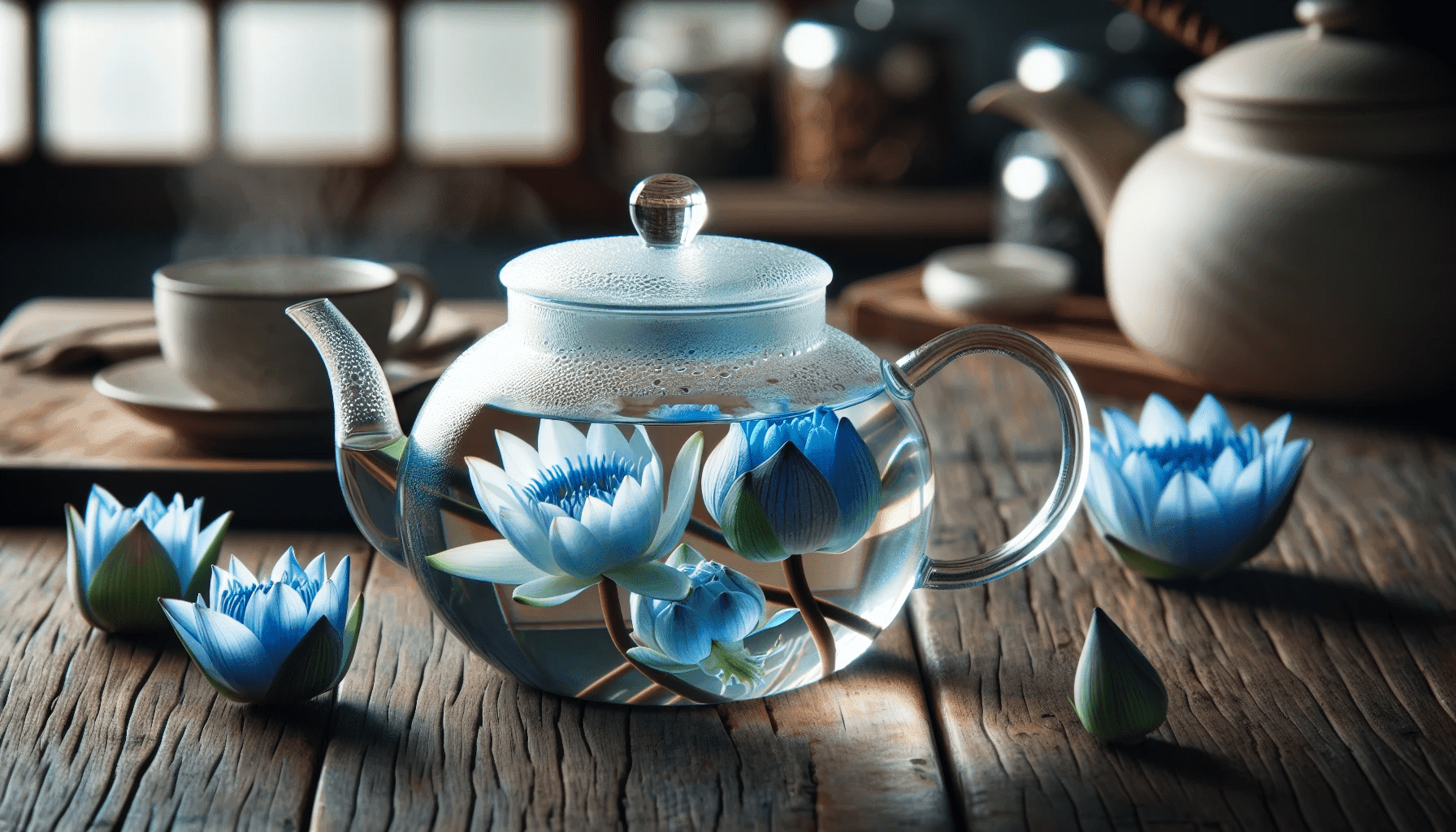 Blauer Lotus Zubereitung in der Kanne
