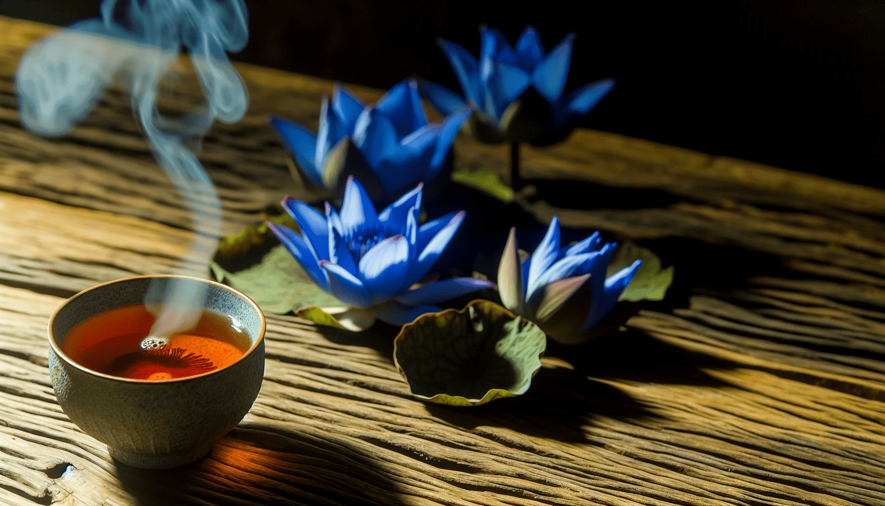 Blauer Lotus Tee Zubereitung in der Tasse